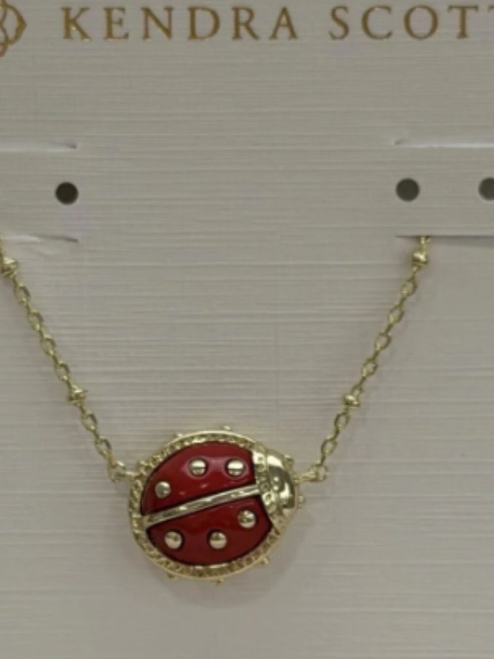 Kendra Scott Gold Red Ladybug Charm Necklace